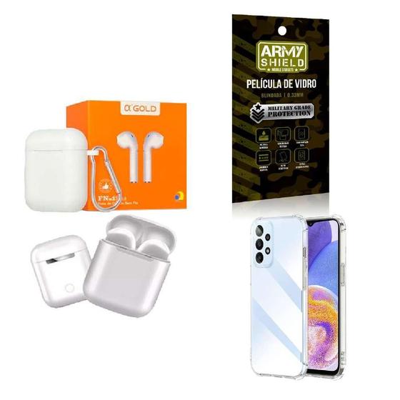 Imagem de Kit Fone Sem Fio + Capinha Samsung A23 5G + Película 3D