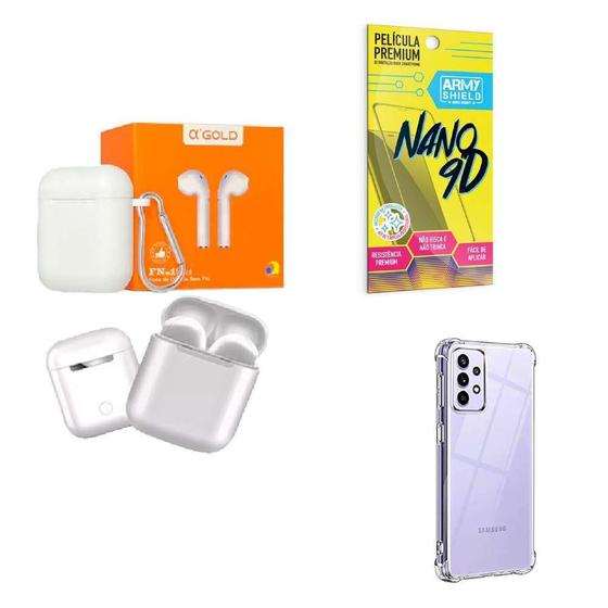 Imagem de Kit Fone Sem Fio + Capinha Samsung A52S 5G + Película 9D