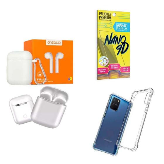 Imagem de Kit Fone Sem Fio + Capinha Samsung S10 Lite + Película 9D