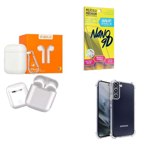 Imagem de Kit Fone Sem Fio + Capinha Samsung S22 Plus + Película 9D