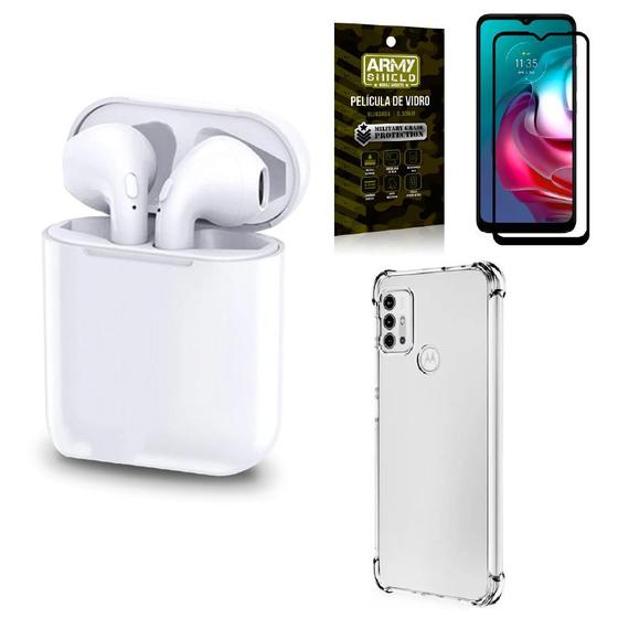 Imagem de Kit Fone Sem Fio Tws Gold Moto G30 + Capinha + Película de Vidro 3D