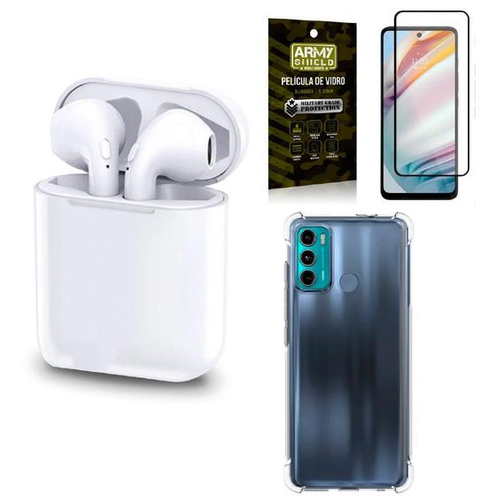 Imagem de Kit Fone Sem Fio Tws Gold Moto G60 + Capinha + Película de Vidro 3D