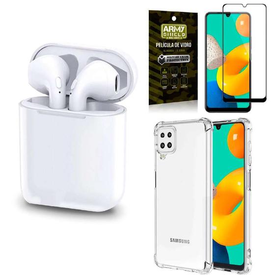 Imagem de Kit Fone Sem Fio Tws Gold Samsung M32 + Capinha + Película de Vidro 3D