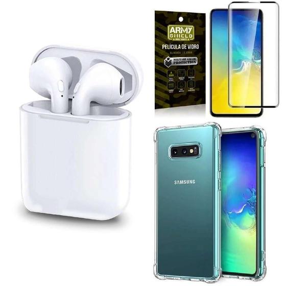 Imagem de Kit Fone Sem Fio Tws Gold Samsung S10E + Capa + Película 3D