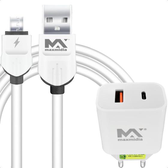 Imagem de Kit Fonte Turbo E Cabo De Dados 3.1a V8 1M Multiuso Para Smartphone Carregamento