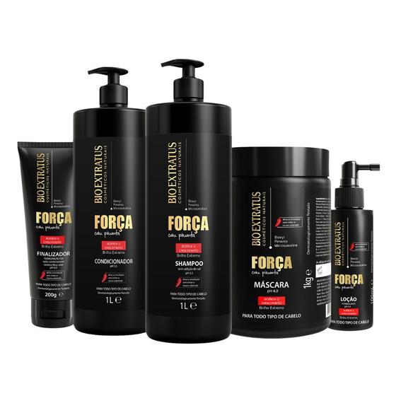 Imagem de Kit Força Com Pimenta Bio Extratus Completo Shampoo + Condicionador + Máscara + Finalizador + Loção