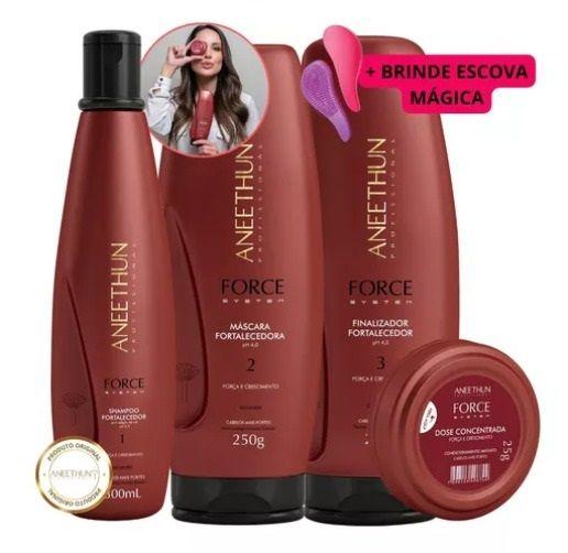Imagem de Kit Force System Aneethun Força E Crescimento 4 Produtos e Escova Mágica