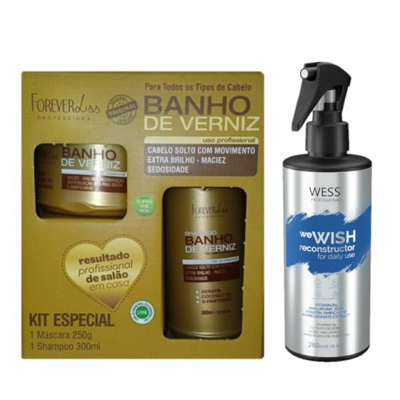 Imagem de Kit Forever Liss Banho de Verniz + Wess We Wish 260ml