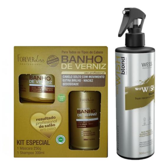 Imagem de Kit Forever Liss Banho de Verniz + Wess We Wish Blond 500ml