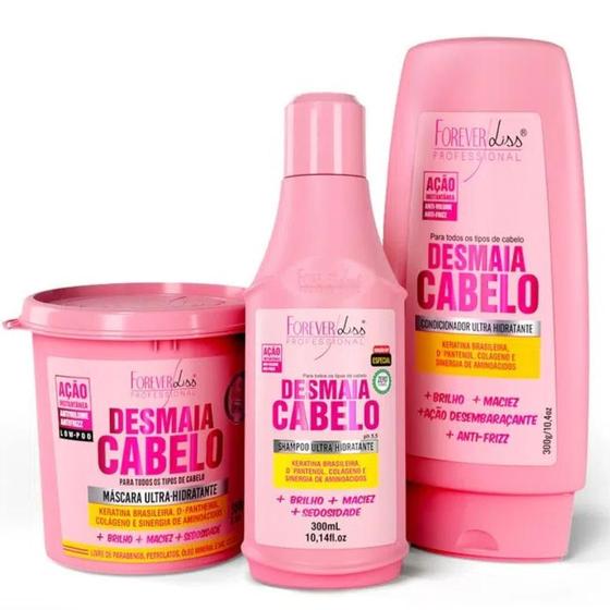 Imagem de Kit Forever Liss Desmaia Cabelo com Shampoo + Máscara + Condicionador