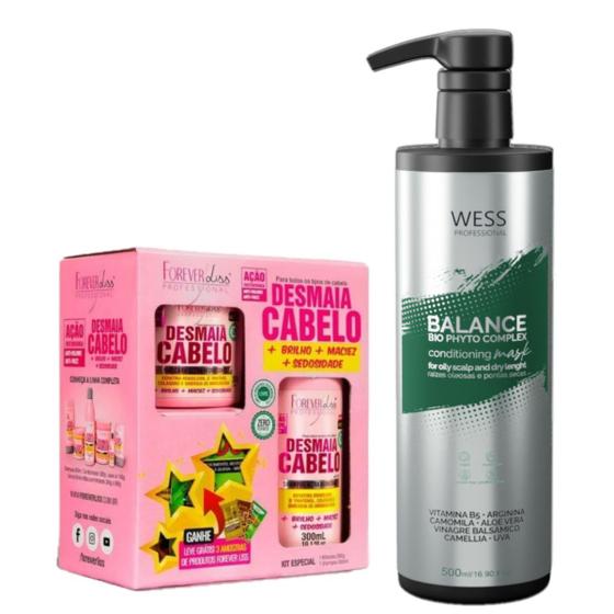 Imagem de Kit Forever Liss Desmaia Cabelo + Wess Balance Cond. 500ml