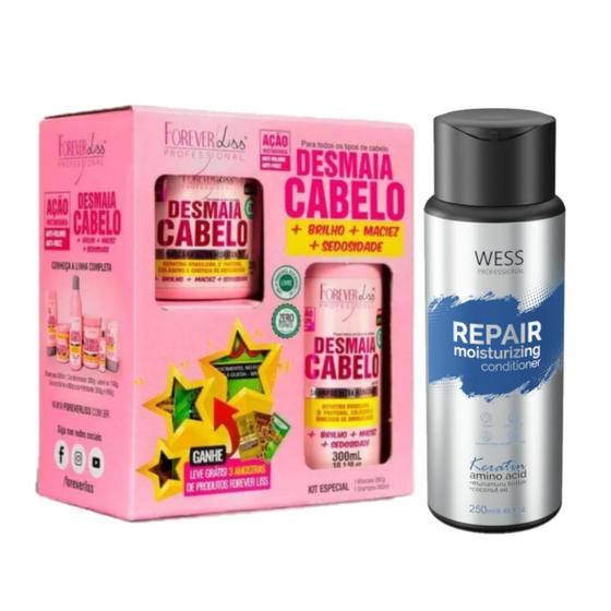 Imagem de Kit Forever Liss Desmaia Cabelo + Wess Cond. Repair 250ml