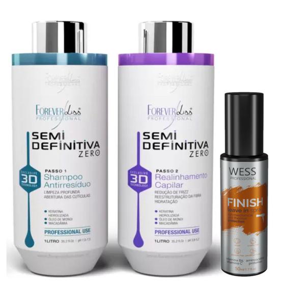Imagem de Kit Forever Liss Semi Definitiva 2x1L  + Wess Finish 50ml