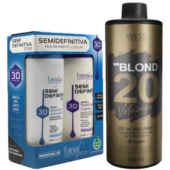 Imagem de Kit Forever Liss Semi Definitiva + Wess OX 20 Vol. 900ml