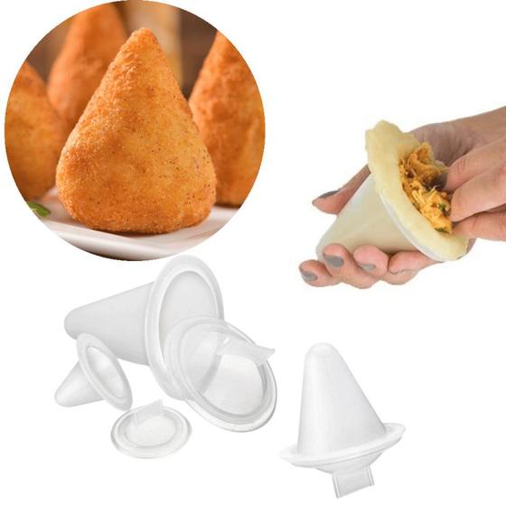 Imagem de Kit Forma de Coxinha Modeladora Salgadinho 3 Tamanhos P M G Bar Lanchonete Festa Padaria