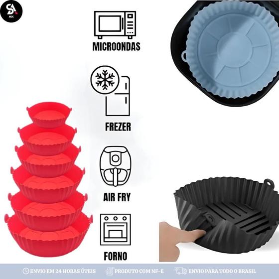 Imagem de Kit Forma De Silicone Jogo Forro Para Airfryer Forno Microondas