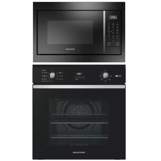 Kit Forno de Embutir Elétrico 84L Brastemp BOF84AE + Micro-ondas de Embutir Brastemp 32L BM146A Preto 220V Menor preço em Kit Forno de Embutir Elétrico 84L Brastemp BOF84AE + Micro-ondas de Embutir Brastemp 32L BM146A Preto 220V