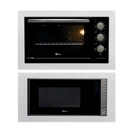 Imagem de Kit Forno Elétrico 48 L e Micro-Ondas 25 L de Embutir Fit Line Moldura Branca 110 V Fischer