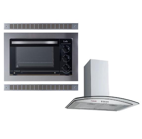 Imagem de Kit Forno Embutir Inox 45 L + Coifa Gourmet 60 Cm Safanelli