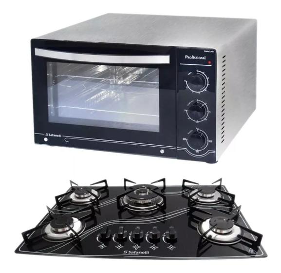 Imagem de Kit Forno Lady Inox 45L + Cooktop Tripla Chama Safanelli