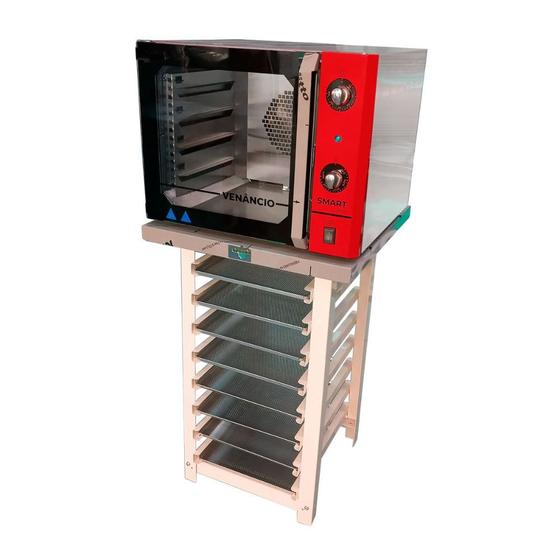 Imagem de KIT - Forno Turbo Convector Smart Basic Inox e Vermelho FCSB4E 220v + Bancada Mes-004 + 8 Formas