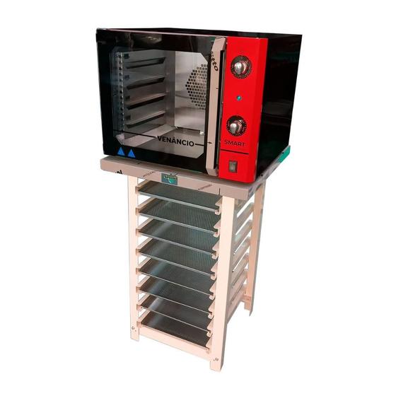 Imagem de KIT - Forno Turbo Convector Smart Basic. Preto e Vermelho FCSB4E 220v + Bancada+ 8 Assadeiras