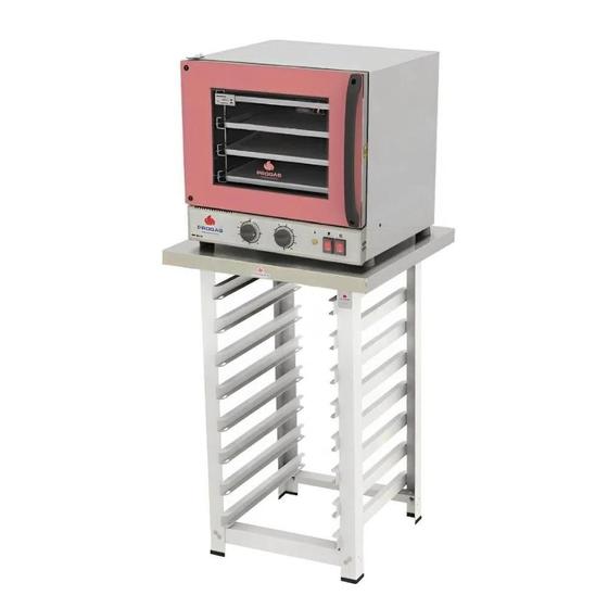 Imagem de Kit Forno Turbo Eletrico Fast Oven Prp-004 Rosa 127V + Bancada Mes-004 - Progas