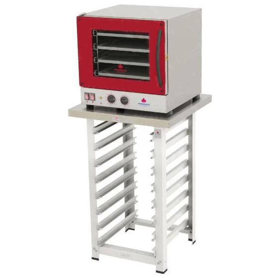 Imagem de Kit Forno Turbo Eletrico Fast Oven Prp-004 Vermelho 220V + Bancada Mes-004 - Progas