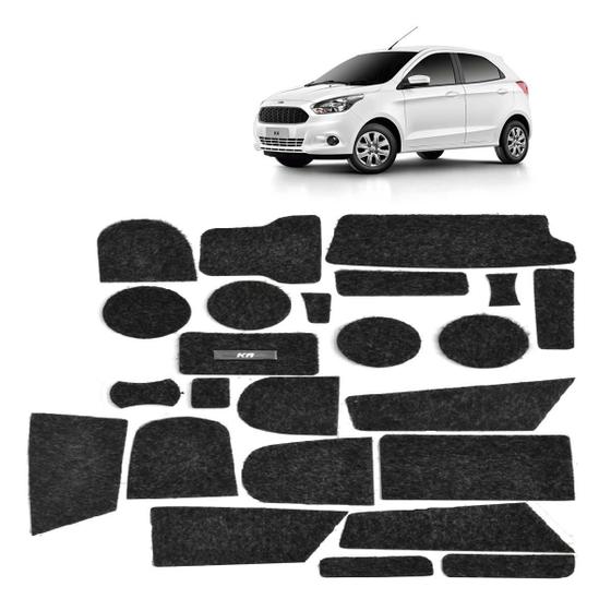 Imagem de Kit Forro Carpete Anti Ruído Porta Objeto Copo Ford Ka 15-22
