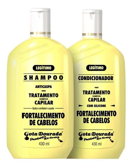Kit Fortalecimento Shampoo Condicionador Tônico Gota Dourada 430ml ...