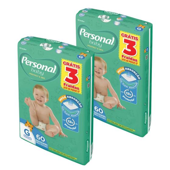 Imagem de kit Fralda Descartável Infantil Personal Baby G-120 unidades