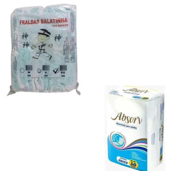 Imagem de Kit Fralda Geriátrica Balatinha/Absorvente Adulto Absorv Tam.EG