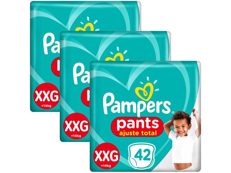 Kit Fralda Pampers Ajuste Total Pants Calça Menor preço em Kit Fralda Pampers Ajuste Total Pants Calça