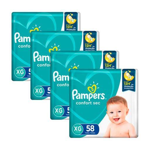 Imagem de Kit Fralda Pampers Confort Sec Nova Super Tamanho XG 232 Unidades