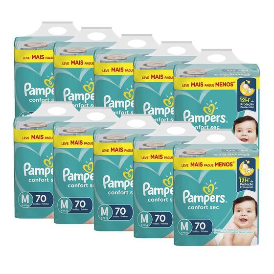 Kit Fralda Pampers Confort Sec Super Tamanho M - 700 Unidades Menor preço em Kit Fralda Pampers Confort Sec Super Tamanho M - 700 Unidades