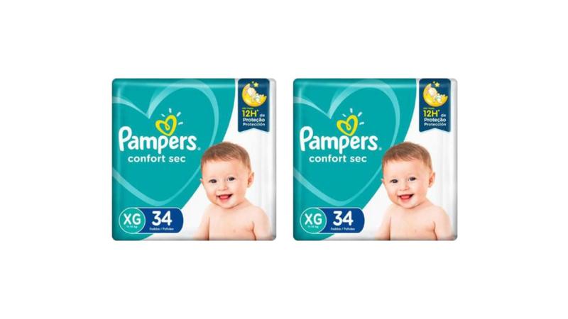 Imagem de Kit Fralda Pampers Confort Sec Tam. XG  (11 a 15kg) -  68 Un - ATACADO BARATO