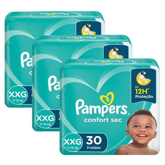 Imagem de Kit Fralda Pampers Confort Sec XXG com 90 Tiras 