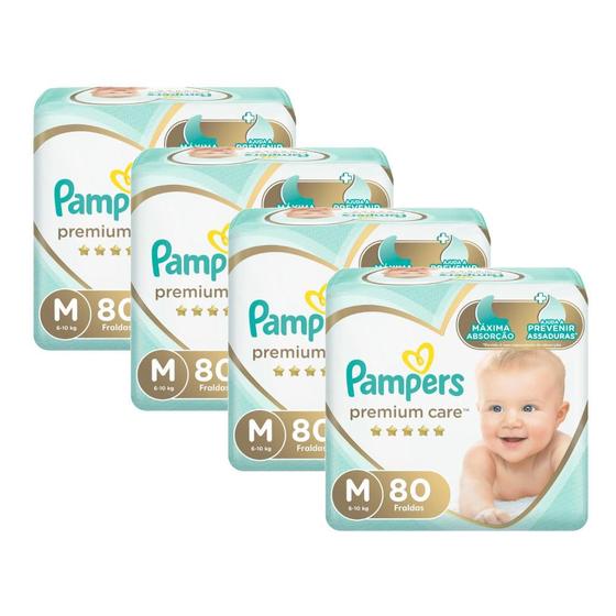 Imagem de Kit Fralda Pampers Premium Care Jumbo Tamanho M 320 Unidades
