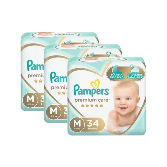 Imagem de Kit Fralda Pampers Premium Care Mega Tamanho M 102 Unidades