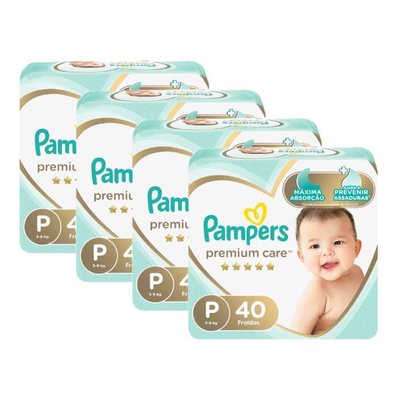 Imagem de Kit Fralda Pampers Premium Care Nova Mega Tamanho P 160 Unidades