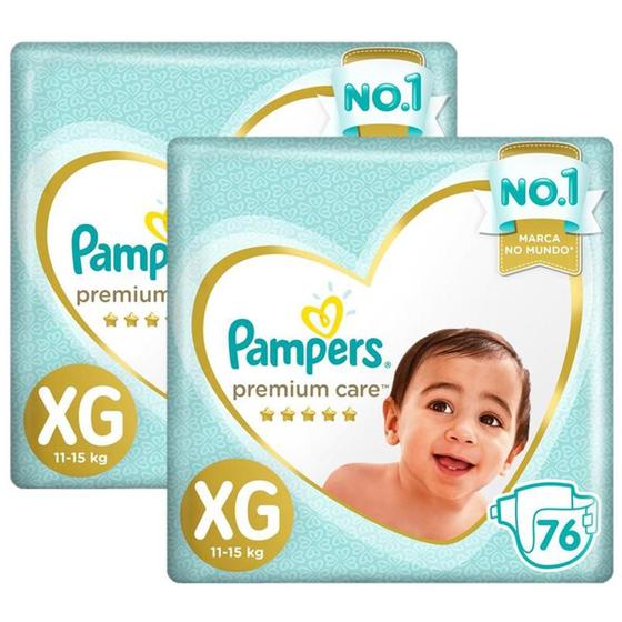 Imagem de Kit Fralda Pampers Premium Care Top Tamanho XG 152 Unidades