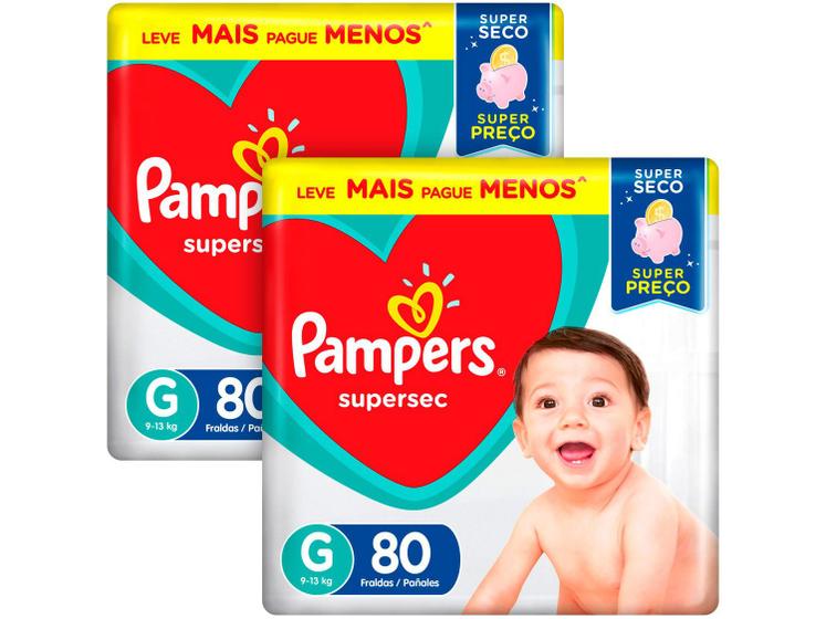 Kit Fralda Pampers Supersec Tam. G Menor preço em Kit Fralda Pampers Supersec Tam. G
