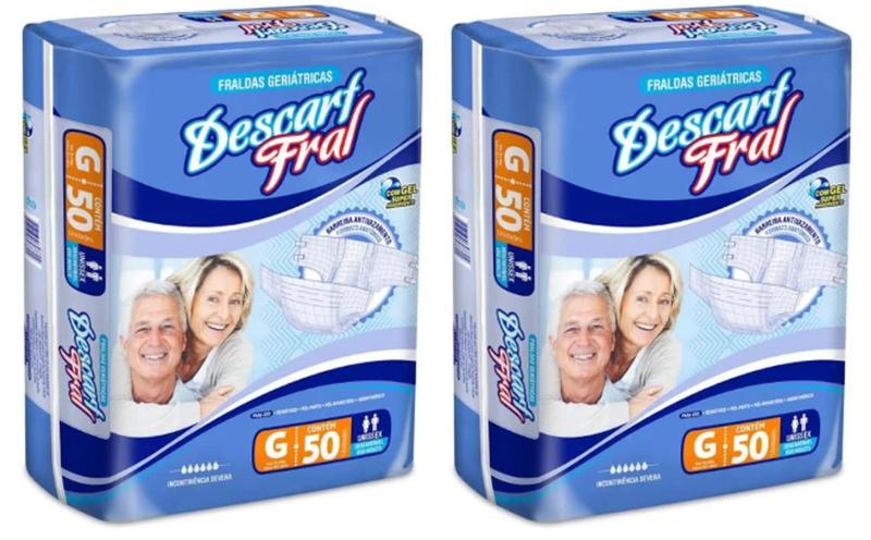 Imagem de Kit Fraldas Geriatricas Descartáveis Descart Fral Tamanho G - 100 Unidades