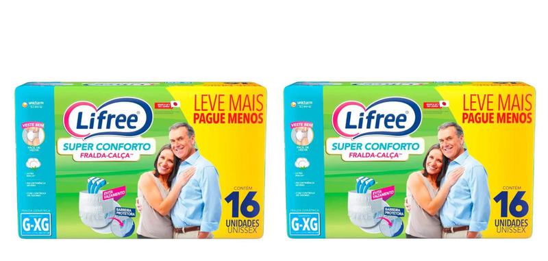 Imagem de Kit Fraldas Geriatricas Descartáveis Lifree Tamanho G-XG - 32 Unidades