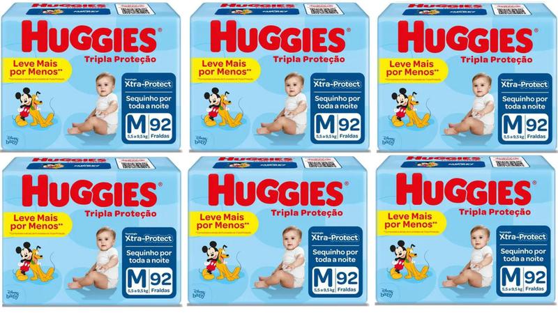 Imagem de Kit Fraldas Huggies Tripla Proteção - Tam M  - 552 Unidades