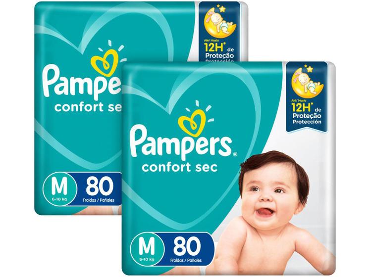 Kit Fraldas Pampers Confort Sec Tam. M 6 a 10kg – 2 Pacotes com 80 Unidades Cada