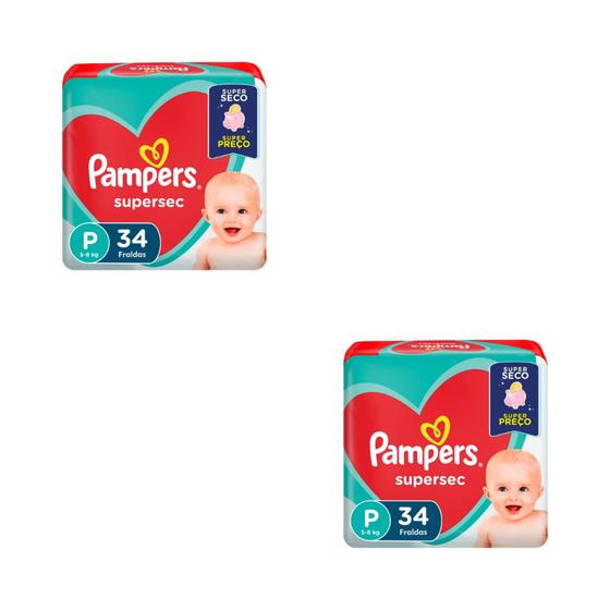 Imagem de Kit Fraldas Pampers Supersec (Jumbinho) - Tam P - 68 fraldas - ATACADO BARATO