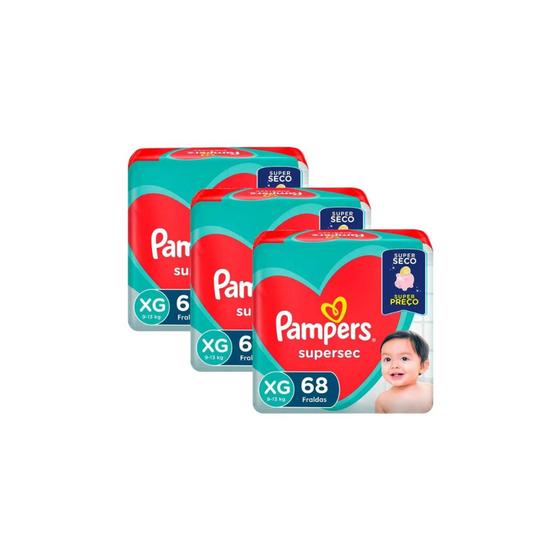 Imagem de Kit Fraldas Pampers Supersec (Jumbo) - Tam XG - 204 Fraldas - OFERTA