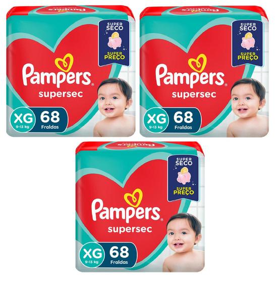 Kit Fraldas Pampers Supersec (Jumbo) Tam XG 204 Tiras OFERTA