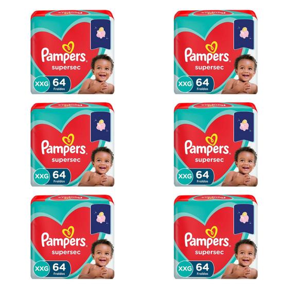 Imagem de Kit Fraldas Pampers Supersec Jumbo Tam. XXG - 384 Tiras - ATACADO BARATO